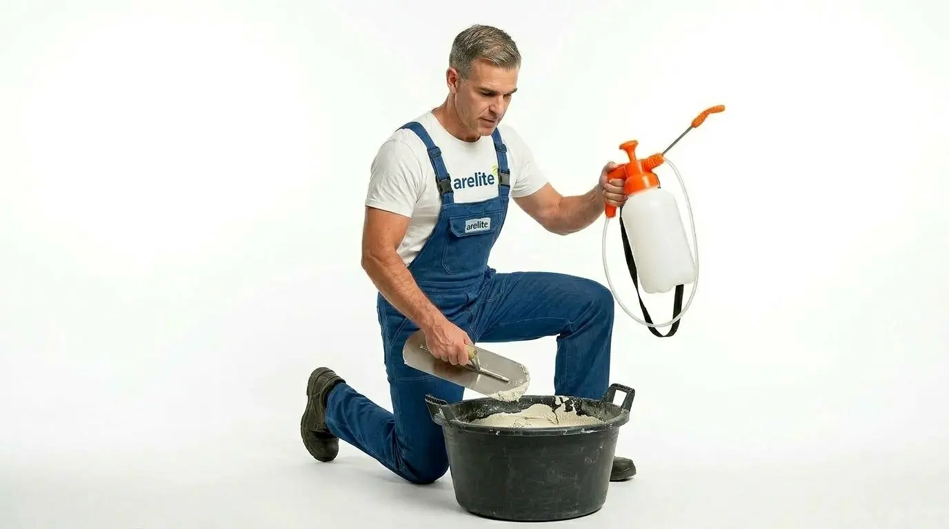 Sistema de aplicación de arelite polish en piscinas de arena y premium